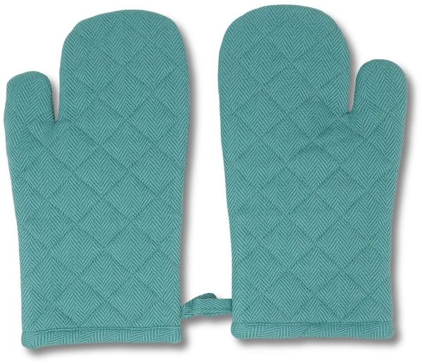 gws Hitzebeständige Ofenhandschuhe 1 Paar Petrol 18 x 28 cm 100 Prozent Baumwolle OEKO TEX Standard 100 300 GSM Polywatte Futter rutschfest waschbar : Petrol : Ofen-Handschuhe