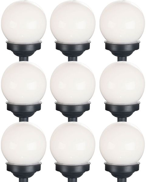 9er Set LED Solarkugel weiß, Erdspieß, DxH 10x38 cm
