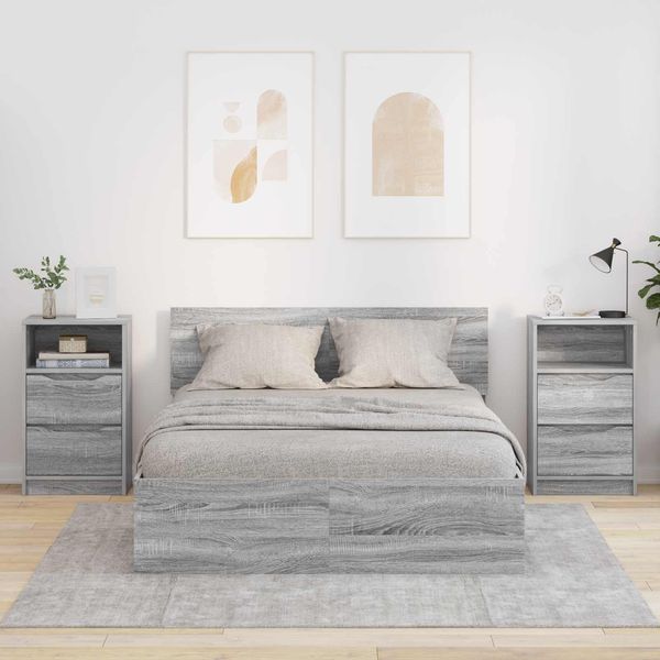 vidaXL Nachttische 2 pcs Graues Sonoma 40 x 30 x 467 cm Holzwerkstoff 888920