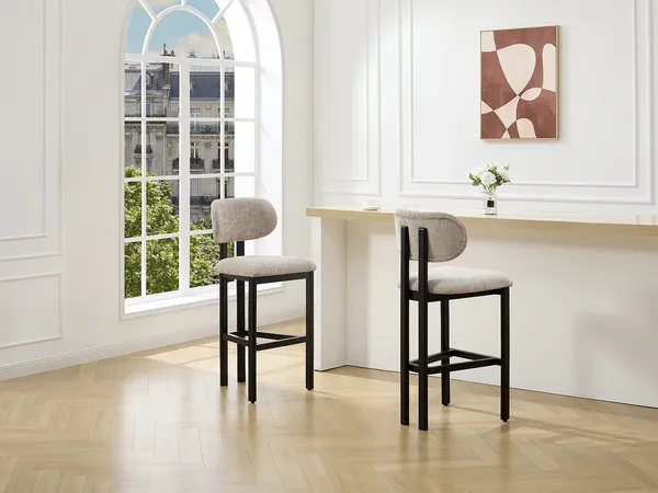 Vente-unique - YELAZ Barhocker Stoff Schokoladenbraun - B 52 cm x H 111 cm x L 49 cm