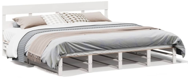 vidaXL Massivholzbett ohne Matratze Weiß 180x200 cm Kiefernholz 3302304