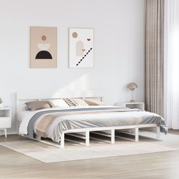 vidaXL Massivholzbett ohne Matratze Weiß 180x200 cm Kiefernholz 3302304