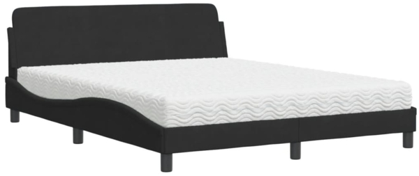 vidaXL Bett mit Matratze "Dover" Schwarz 160x200 cm Samt 3208433