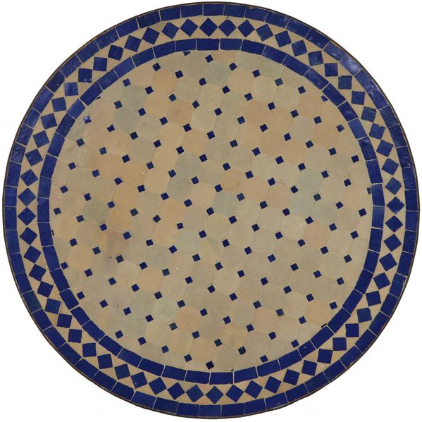 Mosaik Bistrotisch Rund 70 cm Blau/Raute