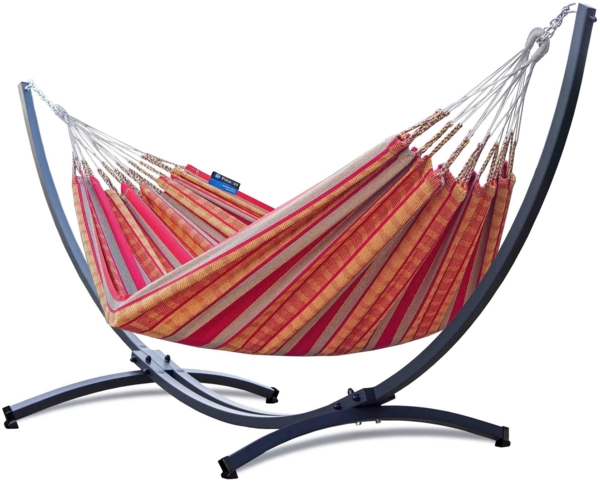 Potenza Pereira Hängematte mit Gestell – 220kg für 2 Personen I 100% Baumwolle Hängematte - 220x140, 160kg I Mandarin