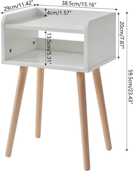 IBUYKE Nachttisch Skandinavisches Design Holz Beistelltisch Weiß 38.5x29x59.5cm Bild 3