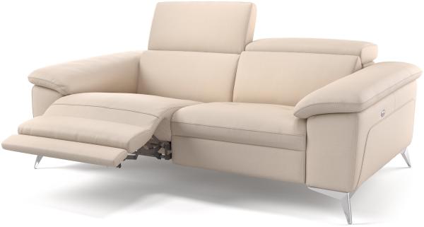 Sofanella Ledergarnitur STELLA Ledercouch 2-Sitzer Sofa in Creme