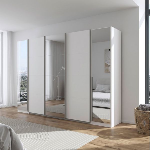OTTO home Schwebetürenschrank Dreh-/Schwebetürenschrank Kleiderschrank Familie, Agordo (B/H/T ca. 301x210X62cm, viele Farben & auch mit Spiegeln erhältlich) Stauraumwunder TOPSELLER, verschiedene Grifffarben Made in GERMANY