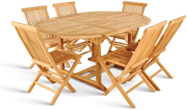 Gartenmöbel Set 7tlg Teak Gartentisch ausziehbar 120-170 cm BORNEO/MENORCA 34618511