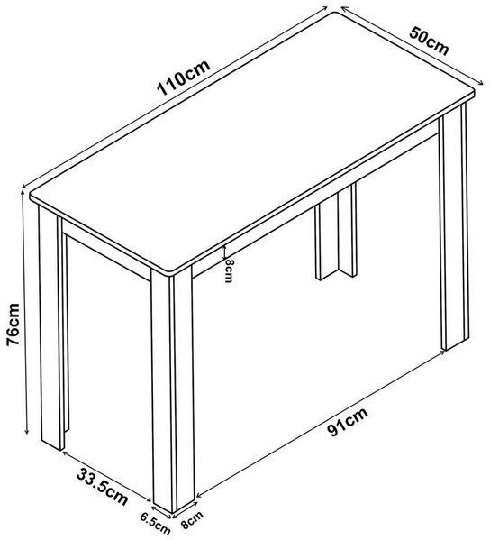VCM Esstisch Esal 918344 Sonoma-Eiche H. 76 x B. 110 x T. 50 cm Bild 3
