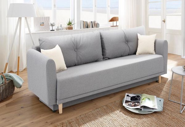 Home affaire Schlafsofa Scandic, inkl. 2 Zierkissen und Bettkasten, Knopfheftung in Rückenkissen