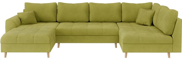 Home affaire Wohnlandschaft CHARRE U-Form mit Ottomane, Maße B/T/H: 310/161/81 cm, feine Steppung, lose Rücken- und Zierkissen, auch in Cord und Bouclé