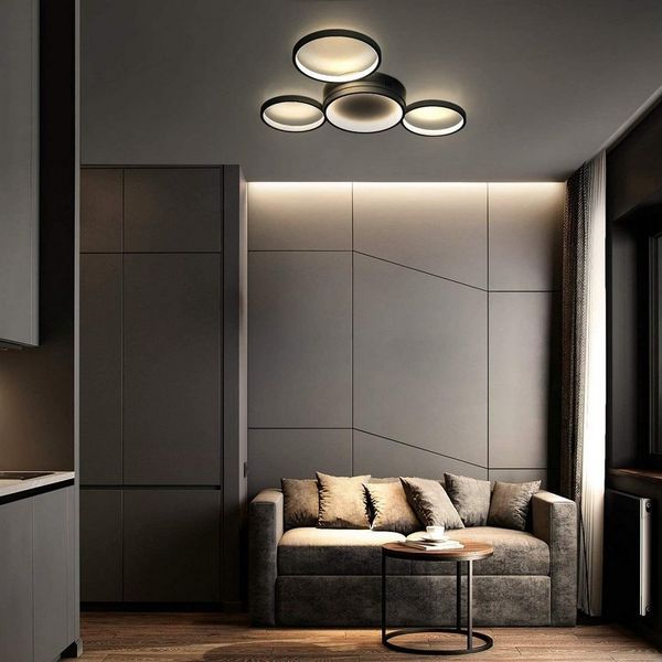 ZMH LED Deckenleuchte Wohnzimmerlampe Schwarz/Weiß dimmbar mit Fernbedienung Modern, LED fest integriert, 3000-6500k, 52W für Schlafzimmer Wohnzimmer Esszimmer Kinderzimmer