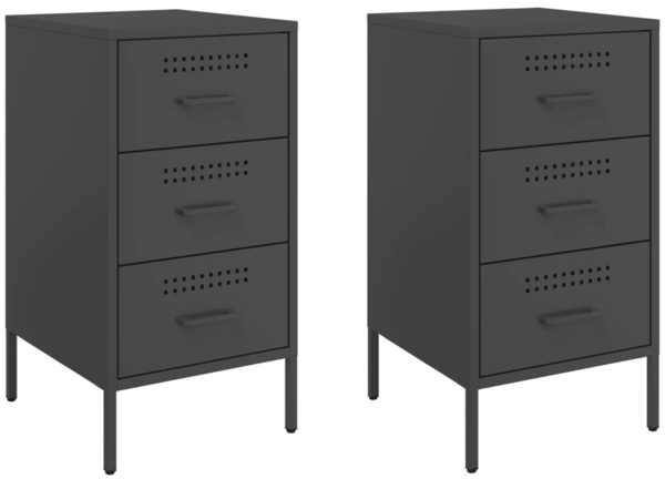 vidaXL Nachttische 2 Stk. Schwarz 36x39x68 cm Stahl 843079