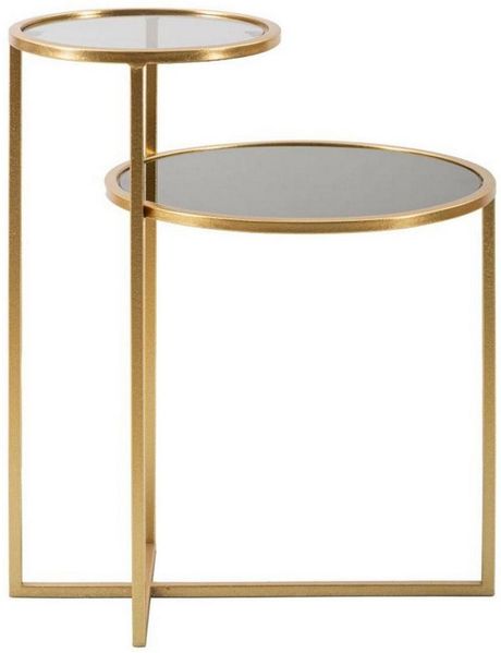 Dmora Wohnzimmertisch Yoko, Niedriger Wohnzimmertisch, Kaffeeregal, Couchtisch für Sofa, 50x40 h61 cm, Gold
