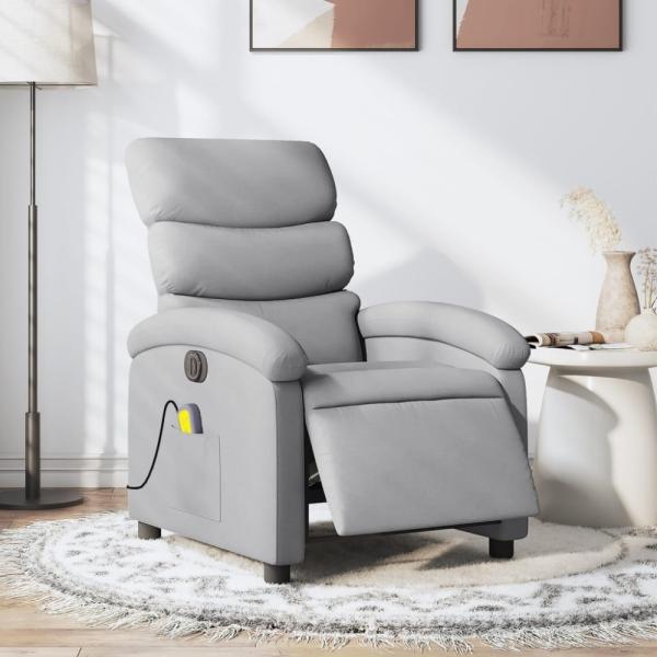 vidaXL Massagesessel Elektrisch Hellgrau Stoff 3203966