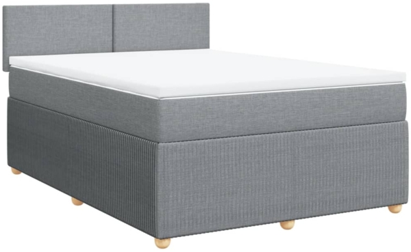 vidaXL Boxspringbett mit Matratze Hellgrau 140x190 cm Stoff 3289744 Bild 2