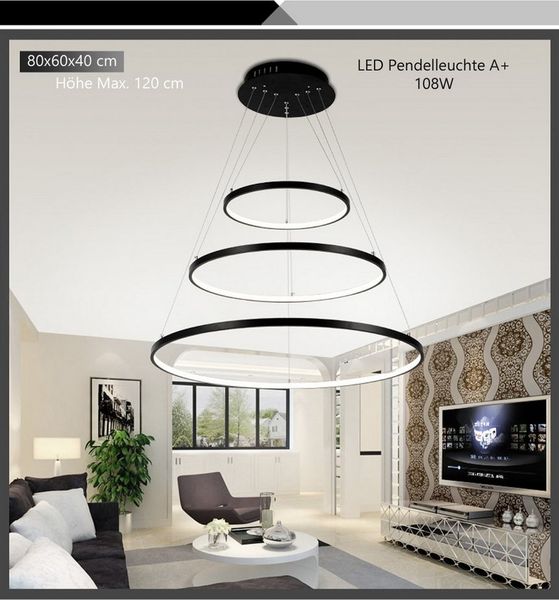 Eurotondisplay LED Pendelleuchte LED Pendelleuchte 2130 LED Hängelampe mit Fernbedienung, LED fest integriert, Warm- bis Kaltweiß, Mit Fernbedienung Lichtfarbe und Helligkeit einstellbar