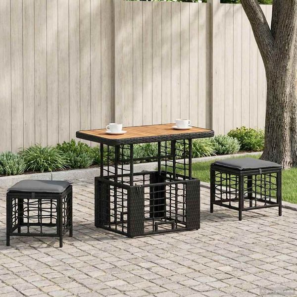 vidaXL Garten Essgruppe mit Kissen 3 pcs Schwarz und Grau 42026760