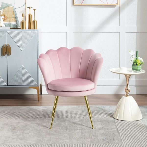 Woltu Relaxsessel, Sessel Wohnzimmer in Blumenform, mit Samtbezug Metallbeinen