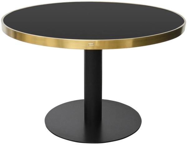 Casa Padrino Luxus Esstisch Schwarz / Gold 120 x H. 76 cm - Designer Esszimmermöbel