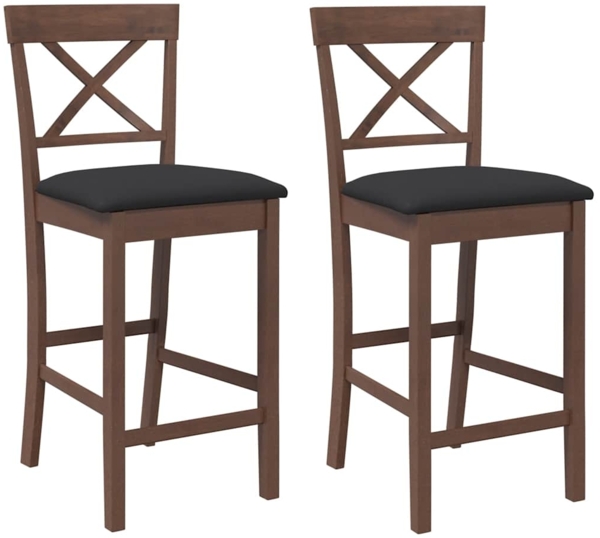 vidaXL Barhocker mit Kissen 2 Stk. Braun Massivholz Gummibaum 4102548