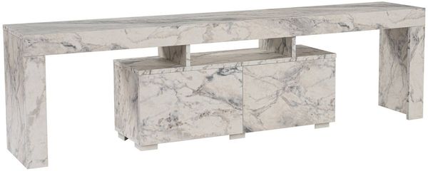 Dmora Fernsehschrank Andarna, Ständer für Wohnzimmerfernseher, Niedriges Wohnzimmer-Sideboard, TV-Ständerbasis, 180x31 h50 cm, Marmor