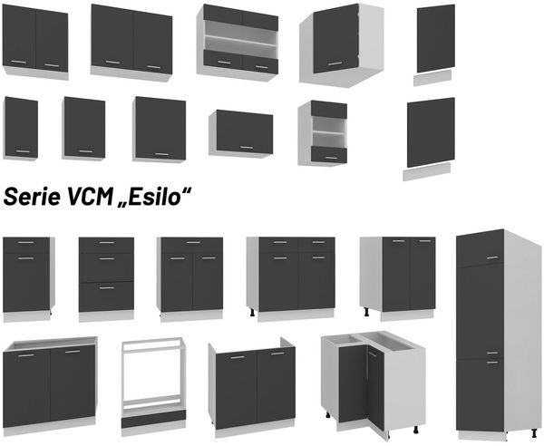 VCM Küchenmöbel Unterschrank Esilo 918684 Weiß / Anthrazit H. 82 x B. 50 x T. 46 cm Bild 2
