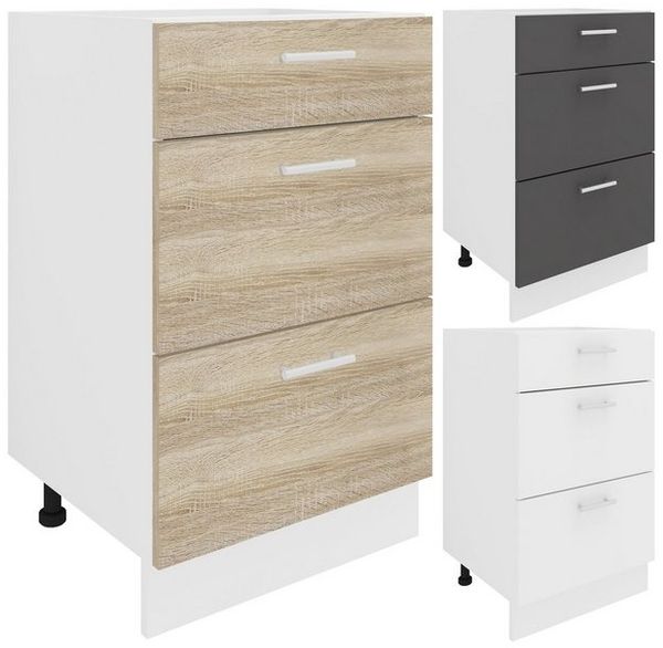 VCM Küchenmöbel Unterschrank Esilo 918684 Weiß / Anthrazit H. 82 x B. 50 x T. 46 cm Bild 4
