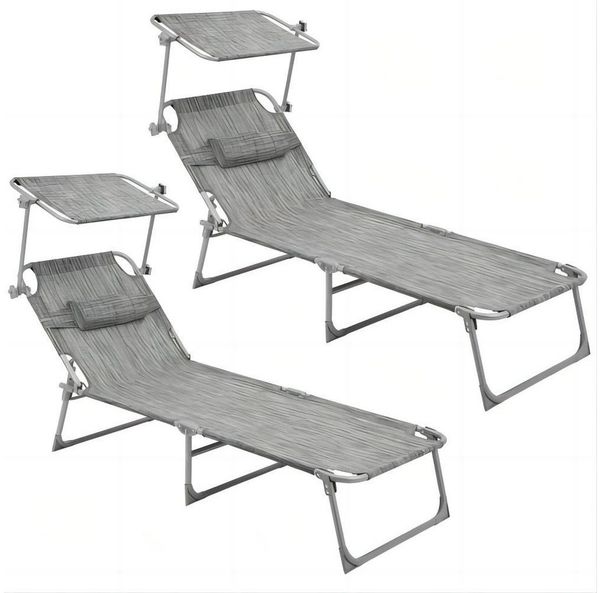 SONGMICS Gartenliege, 2 St, klappbarer Liegestuhl,193 x 53 x 29 cm,mit Kopfstütze