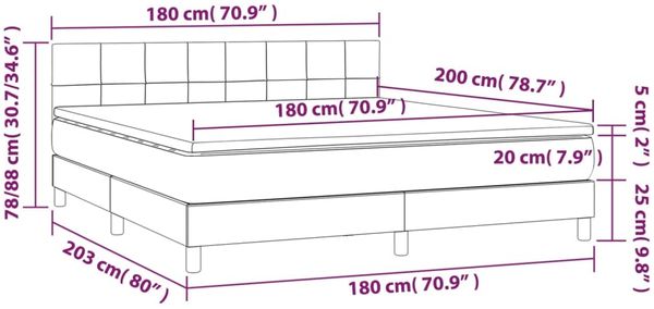 vidaXL Boxspringbett mit Matratze & LED Schwarz 180x200 cm Samt 3134419 Bild 8
