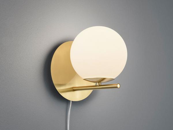 Wandleuchte, Glas, messing, Kippschalter, H 33 cm