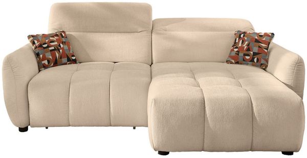 Massivart® Ecksofa mit Relaxfunktion / beige / 260 cm / Sitztiefenverstellung / ZOOM, Kopfteilverstellung · Nosagunterfederung · links/rechts montierbar