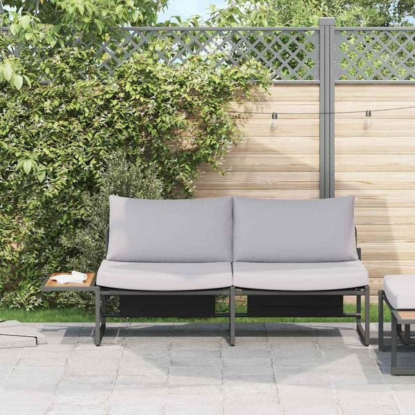 vidaXL Garten-Sofa mit Kissen Hellgrau 200,5 x 70 x 85,5 cm Stahl 42007550