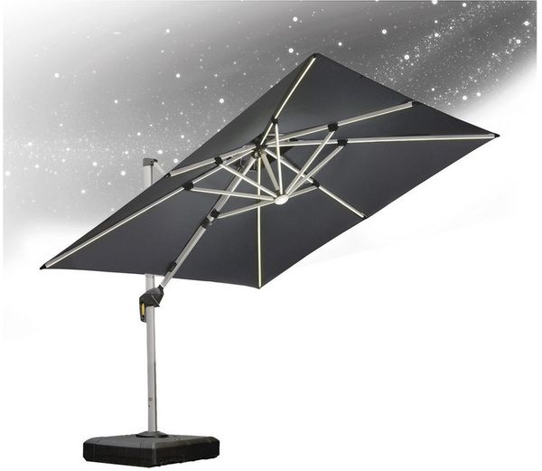 PURPLE LEAF Ampelschirm Quadratischer Außenbereich Sonnenschirm, Gartenschirm mit Solar LED, LxB: 300,00x300,00 cm, für Garten,Terrasse, Pool