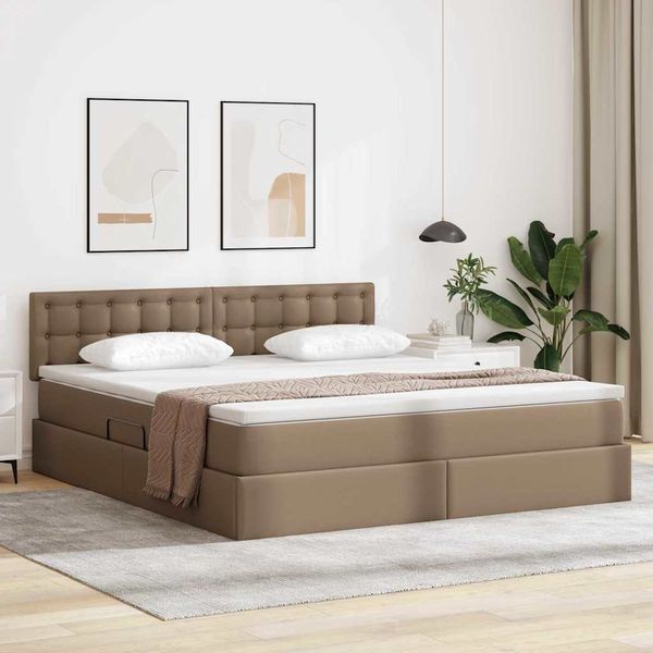 vidaXL Aufbewahrungsbett mit Matratze Cappuccino 180 x 200 cm 3370408