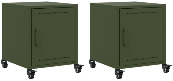 vidaXL Nachttische 2 Stk. Olivgrün 36x39x43,5 cm Stahl 846623 Bild 1