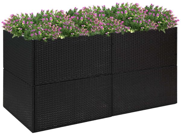 vidaXL Pflanzkübel Schwarz 157x80x80 cm Poly Rattan 319174