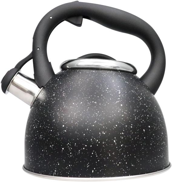 Schäfer Edelstahl-Flötenkessel, 2,5 L, Wasserkocher & Wasserkessel, für alle Herdarten geeignet, schwarz