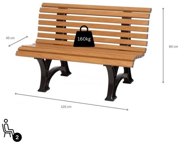 PROREGAL® Gartenbank Gartenbank Jamaika, 3-Sitzer, Weiß, HxBxT 80x150x64cm, Kunststoff
