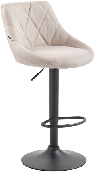 Barhocker FALON - Stoff Creme 46x49x83 cm Schwarz | Barstuhl Mit Lehne Drehbar Tresenhocker Tresenstuhl Kneipenhocker Kneipenstuhl