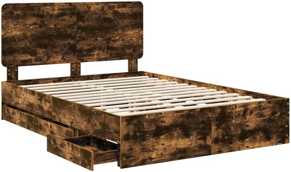 vidaXL Bettrahmen Geräucherte Eiche 140 x 190 cm Ingenieurs Holz 3412599 Bild 5