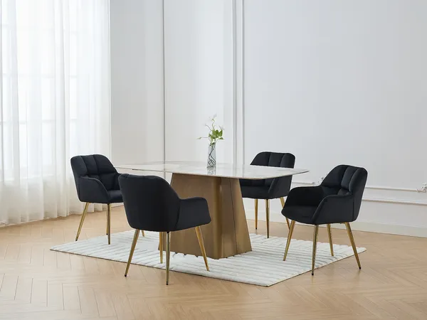 Vente-unique - PEGA Stuhl Samt Schwarz - B 62 cm x H 78 cm x L 58,5 cm