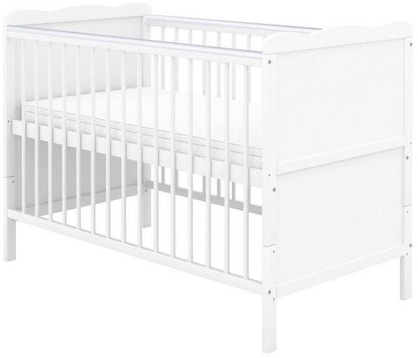 Baby-Delux Babybett Max, Kinderbett 60x120 cm weiß höhenverstellbar mit Beißschienen Matratze