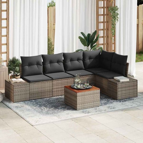 vidaXL Gartensofa-set mit Speicher 6 pcs Grau Poly-Rattan 3356627