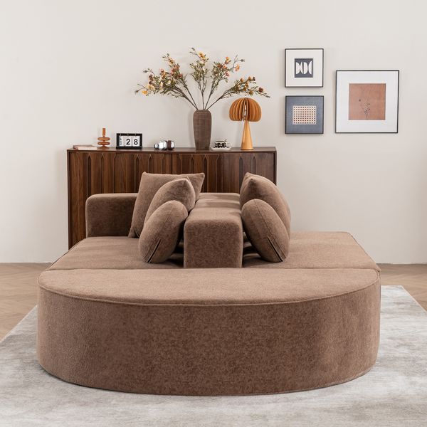 Modulares 4-Sitzer Schlafsofa B 243 x T 171 x H 40 cm aus Chenille