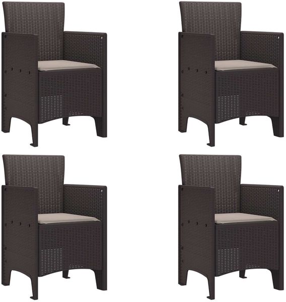 Gartenstuhl, Balkonstuhl mit Kissen 4 pcs Braun 53 x 49 x 85 cm Polypropylen