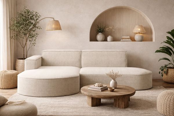 Kaiser Möbel Ecksofa Designer MODENA STUDIO L stoff Cord, Ecksofa, Cord Sofa, L-Form, Links/Rechts wählbar
