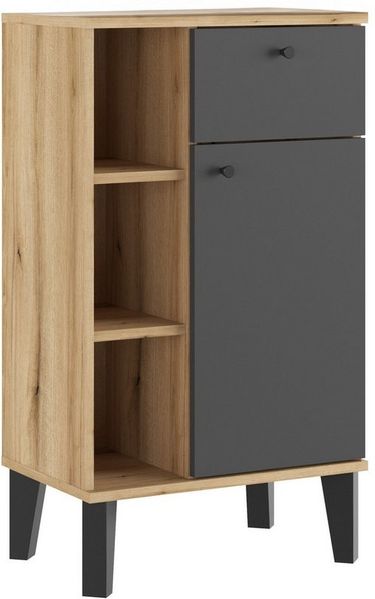Home affaire Midischrank Oslo, Badschrank mit Knopfgriff, Schrank im skandinavischen Design in der Türfarbe Weiß oder Grau verfügbar, ausreichend Stauraum