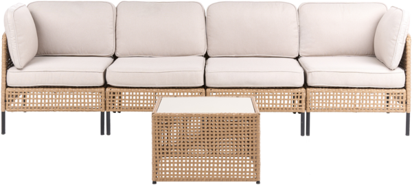 Gartensofa mit Tisch 4-Sitzer OMEGANA Hellbeige Polyrattan modular
